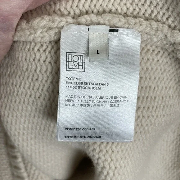 Toteme Merino Wool Chunky Mock Neck Sweater Womens L Minimalist Quiet Luxury - Picture 4 of 8